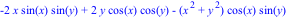 -2*x*sin(x)*sin(y)+2*y*cos(x)*cos(y)-(x^2+y^2)*cos(x)*sin(y)