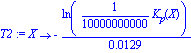 T2 := proc (X) options operator, arrow; -ln(1/10000000000*K[p](X))/0.129e-1 end proc