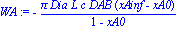 WA := -Pi*Dia*L*c*DAB*(xAinf-xA0)/(1-xA0)